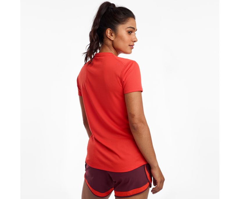 Women's Saucony Stopwatch Short Sleeve Shirts Red | Singapore 301GSOL